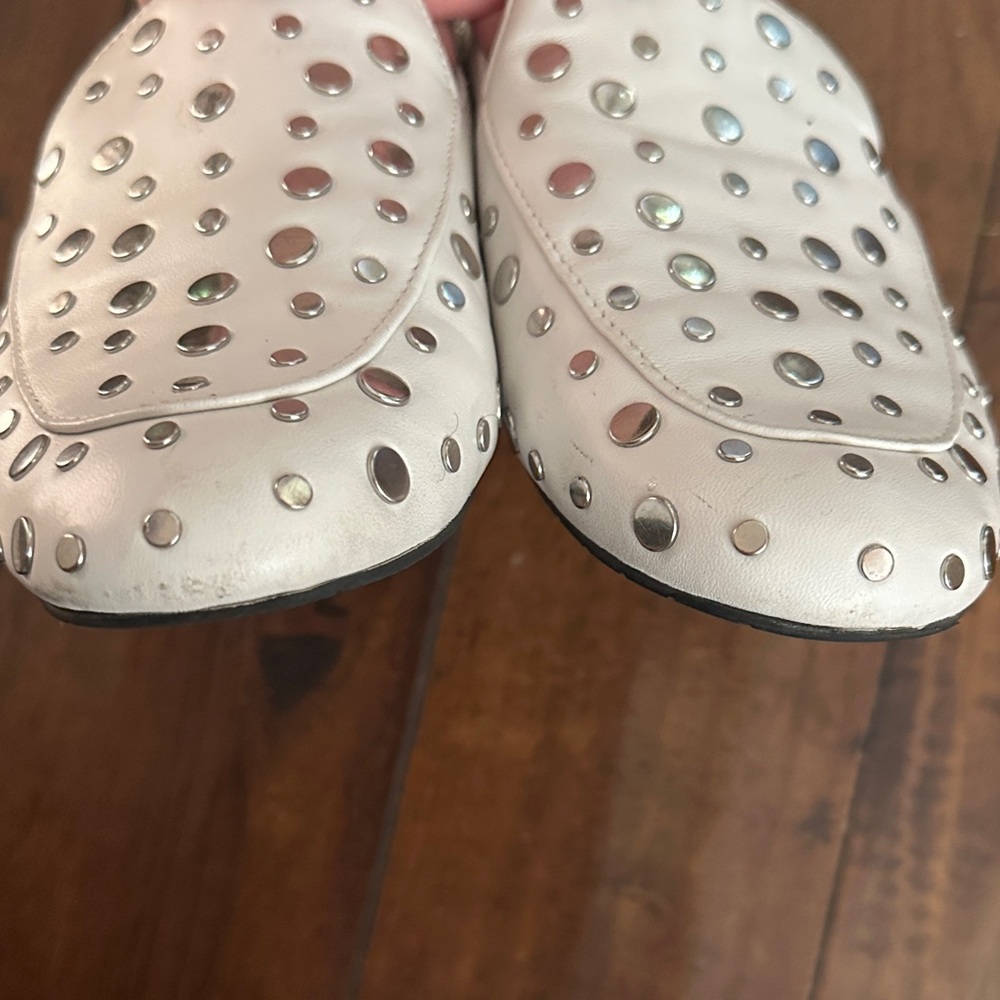 Kenneth Cole White Studded Leather Slip-On Loafers - Picture 8 of 12
